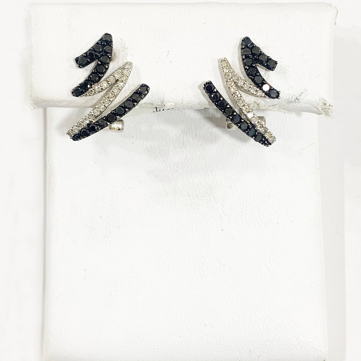 14k White Gold Black Diamond Earrings