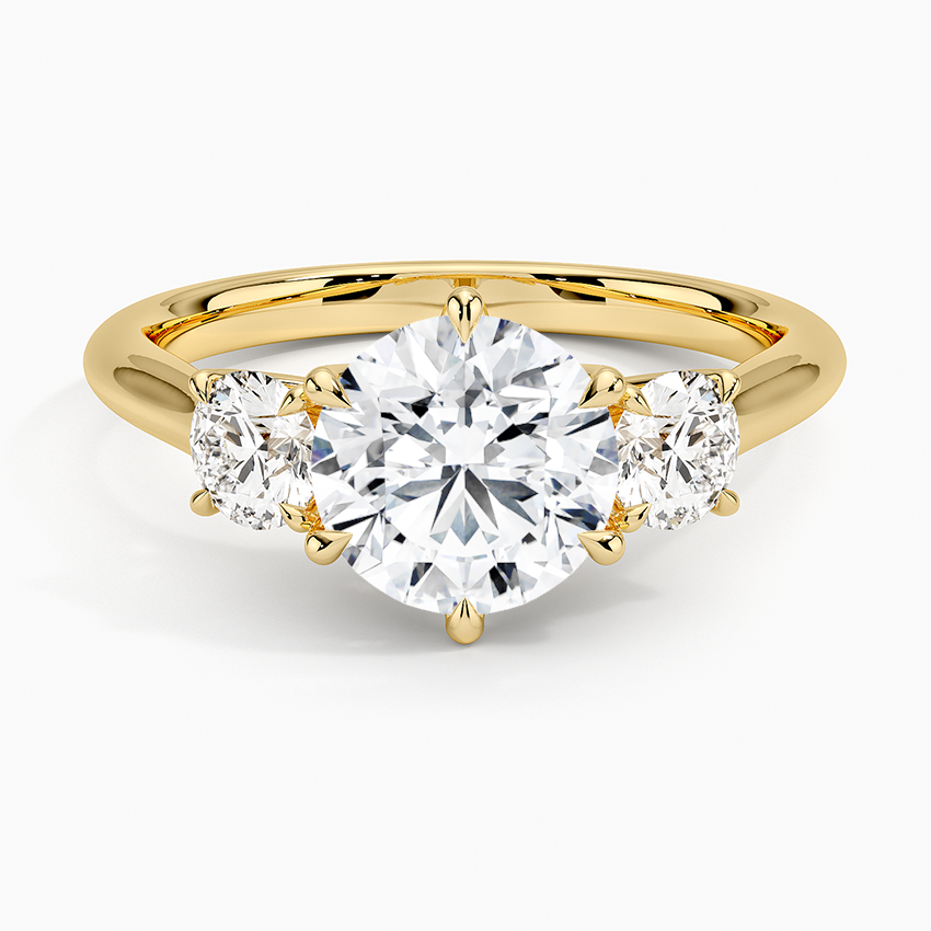 14K YELLOW GOLD LAB GROWN 3 STONE DIAMOND RING