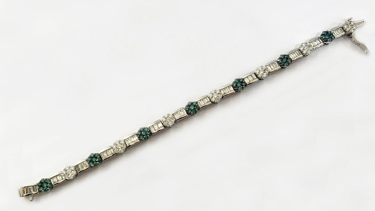 14k White Gold Blue Diamond Bracelet