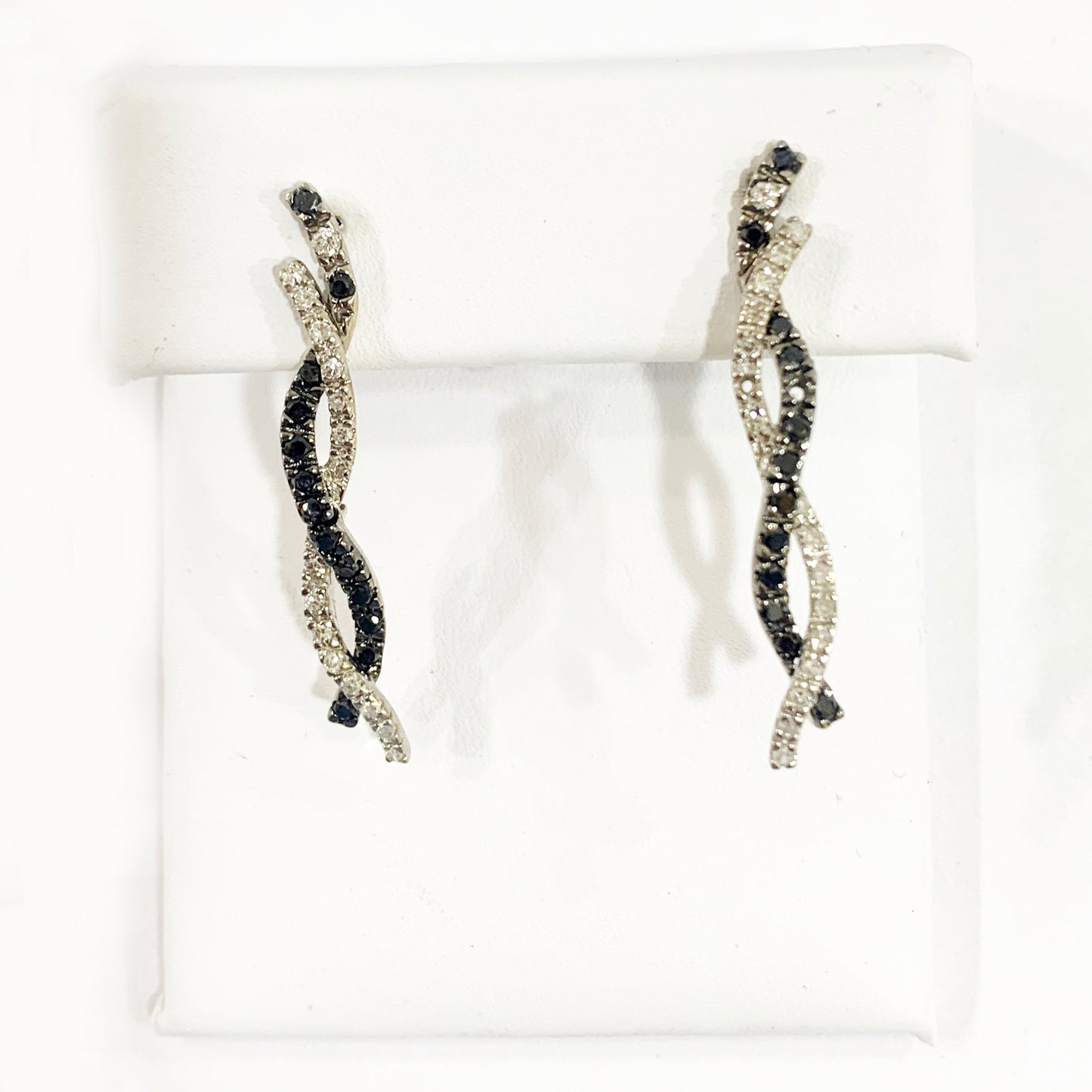 14k White Gold Black Diamond Earrings