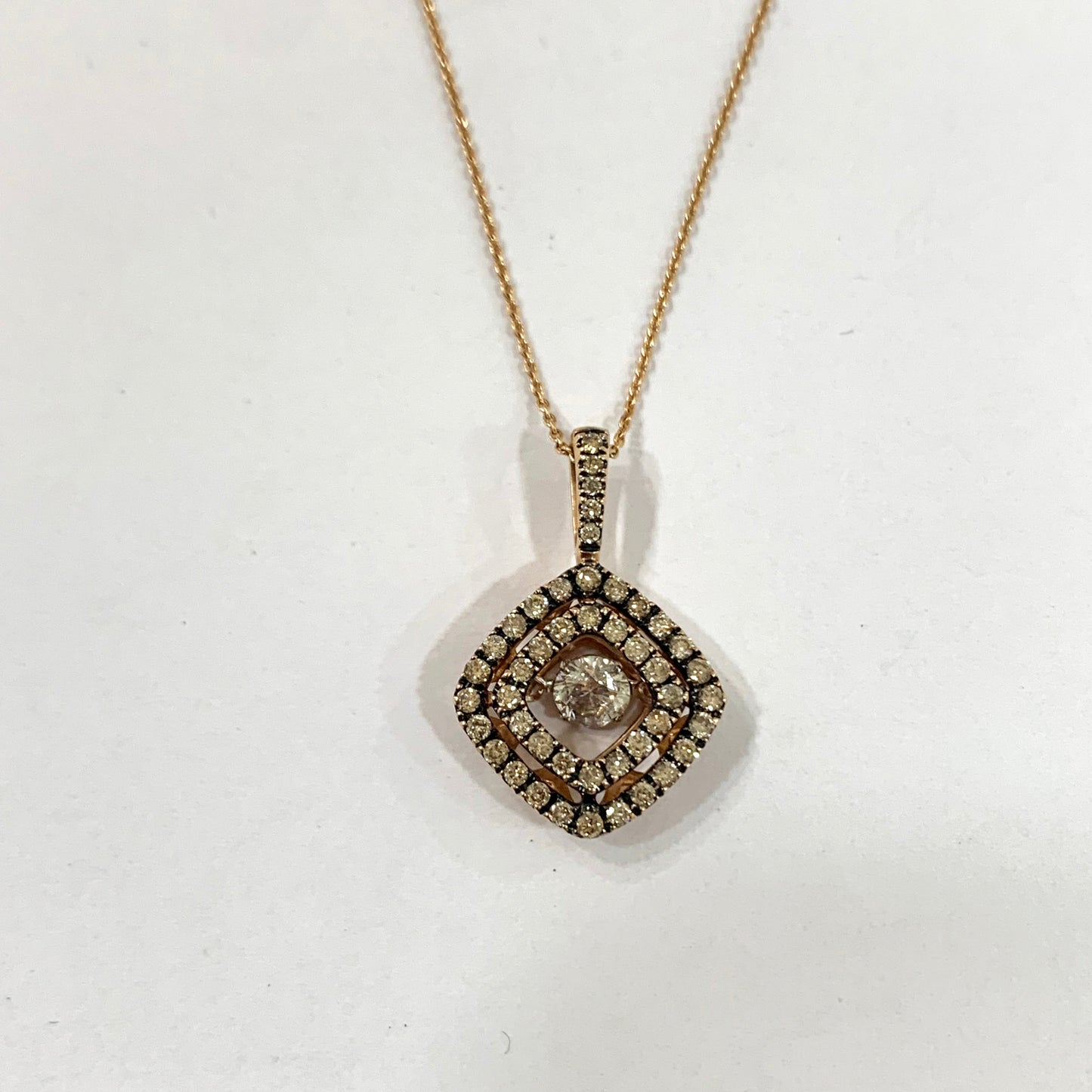 14k Rose Gold Brown Diamond Dancing Pendant