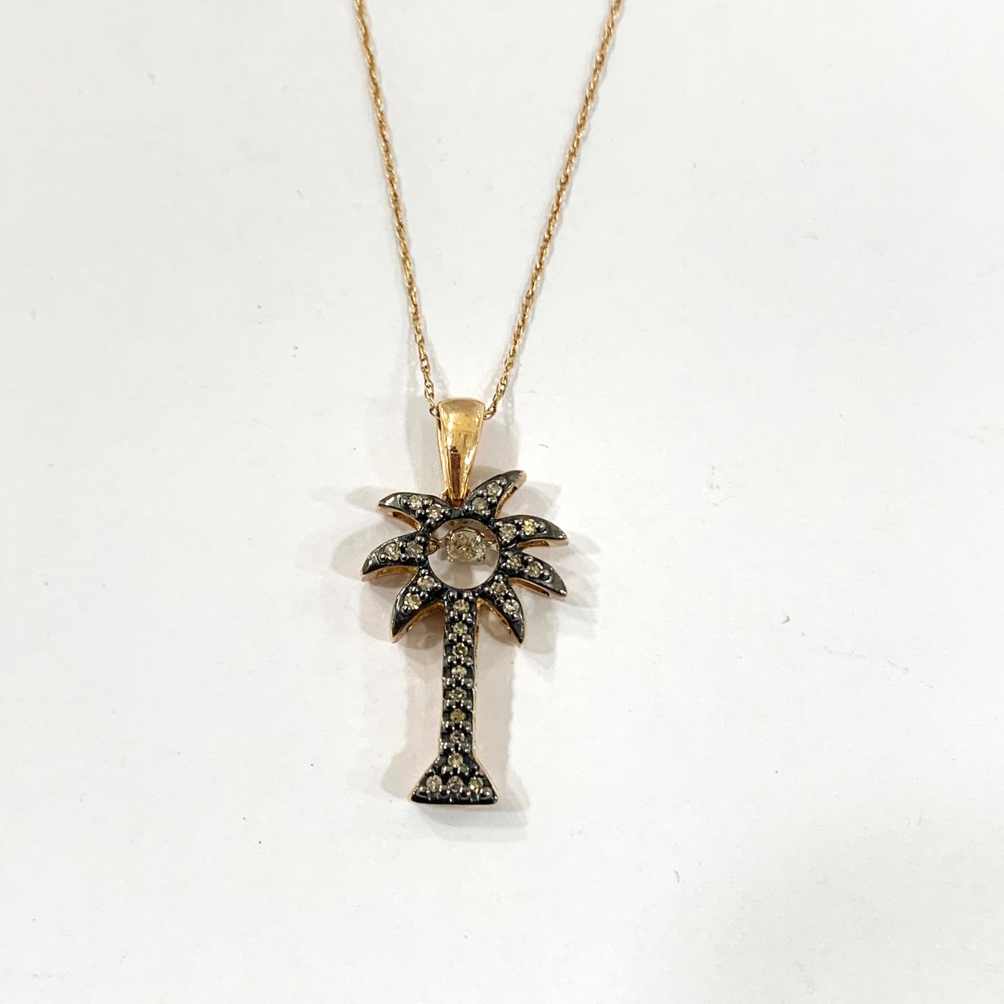14k Rose Gold Brown & White Dancing Diamond Pendant