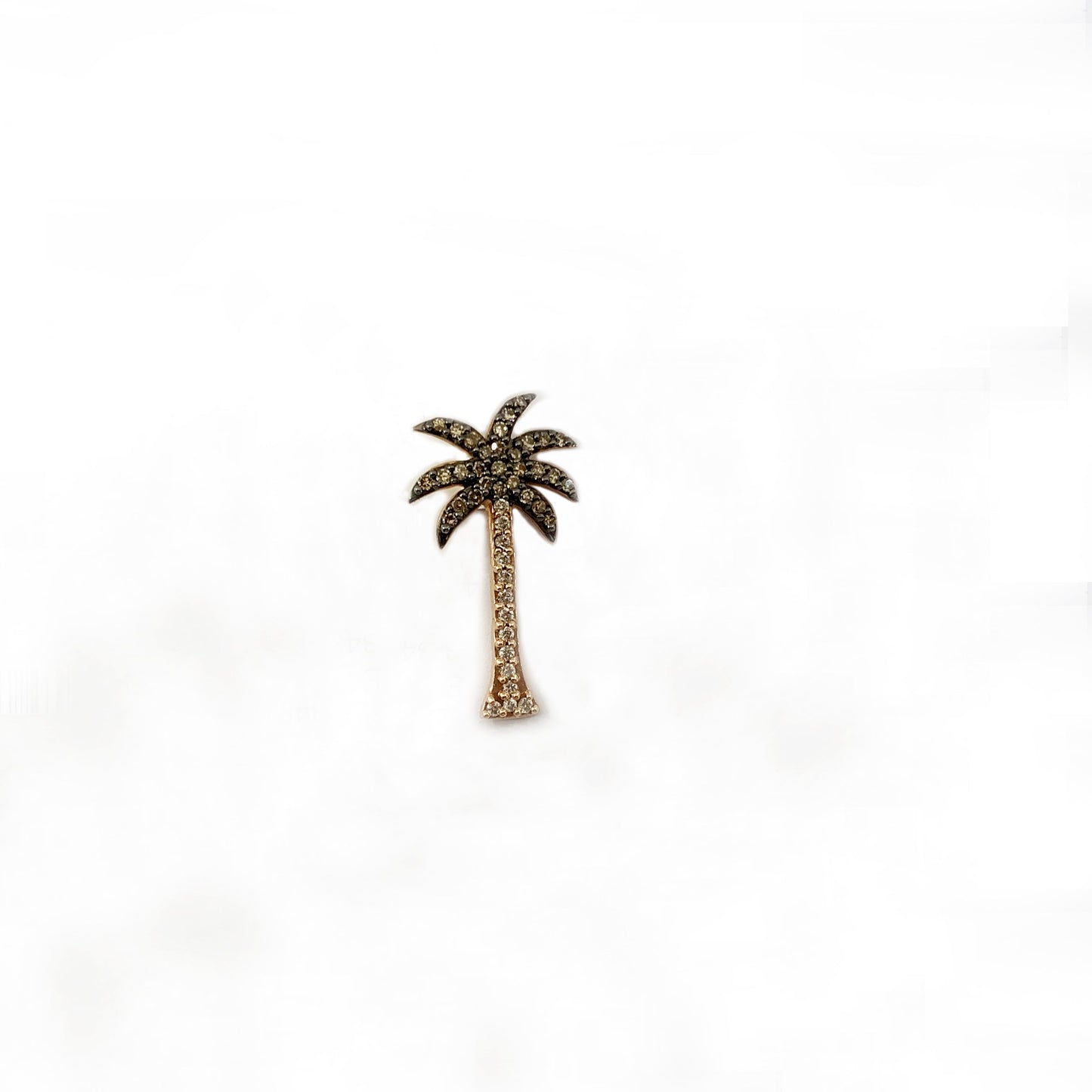 14k Rose Gold Brown Diamond Palm Tree Pendant