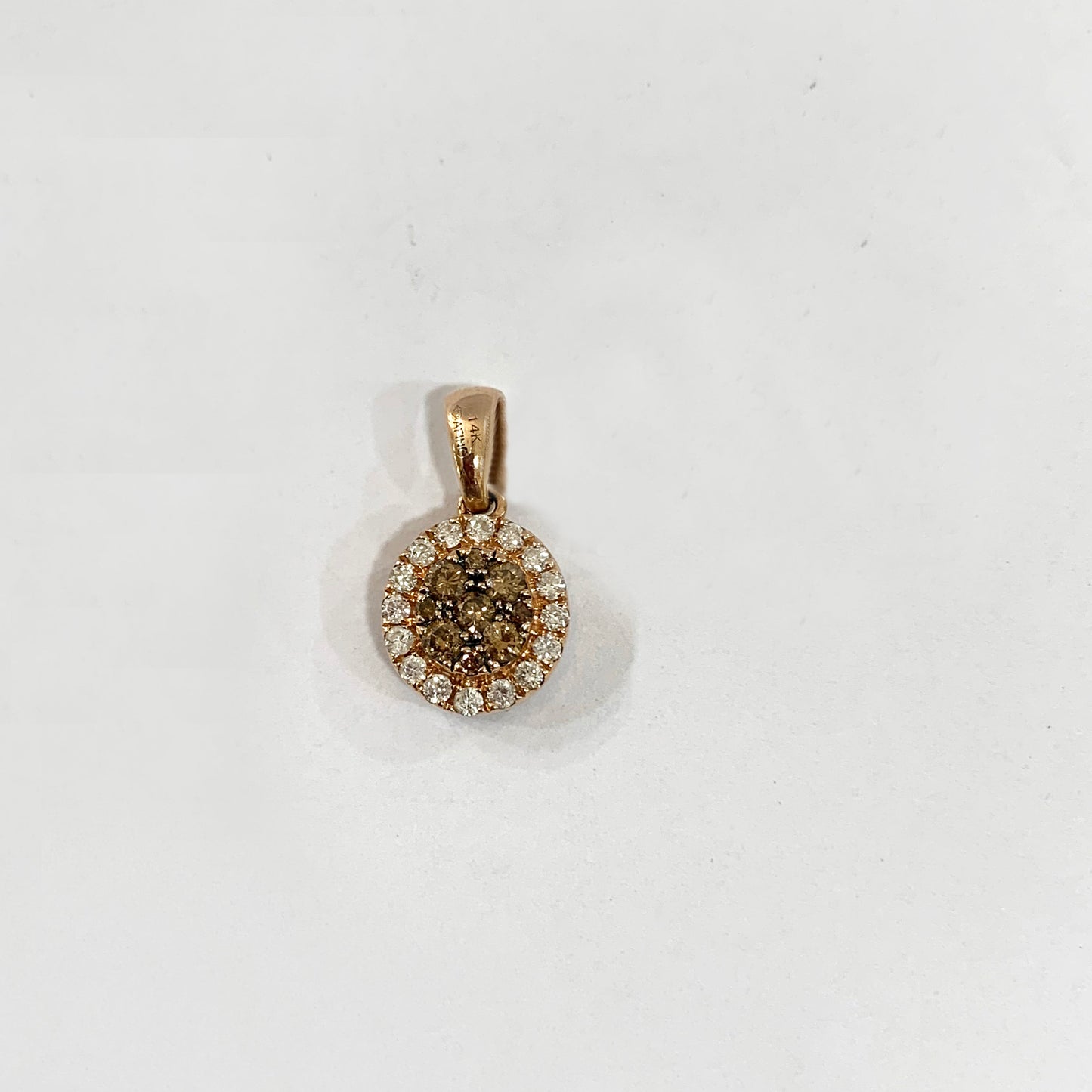 14k Rose Gold Brown & Blue Diamond Flip Pendant