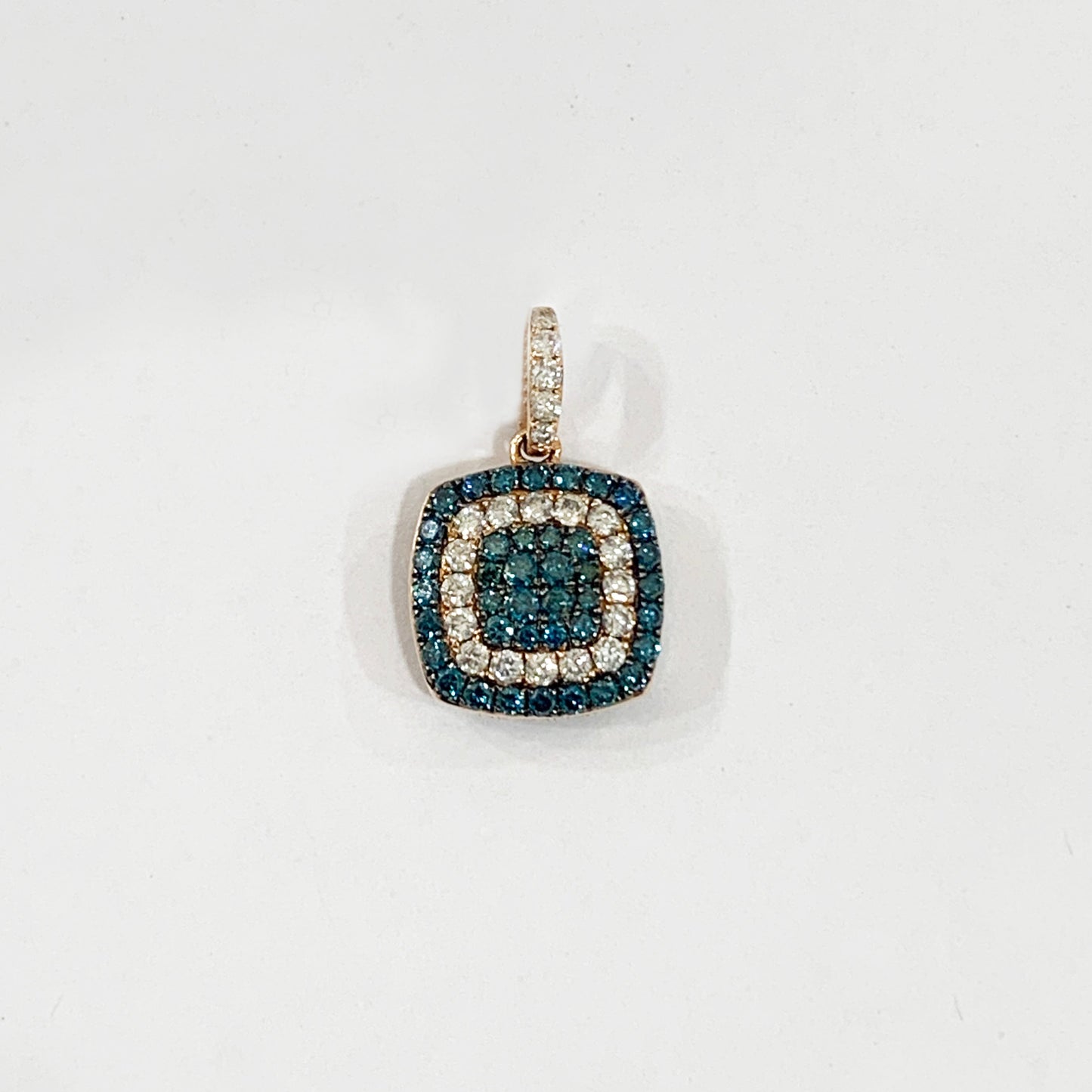 14k Rose Gold Brown & Blue Diamond Flip Pendant