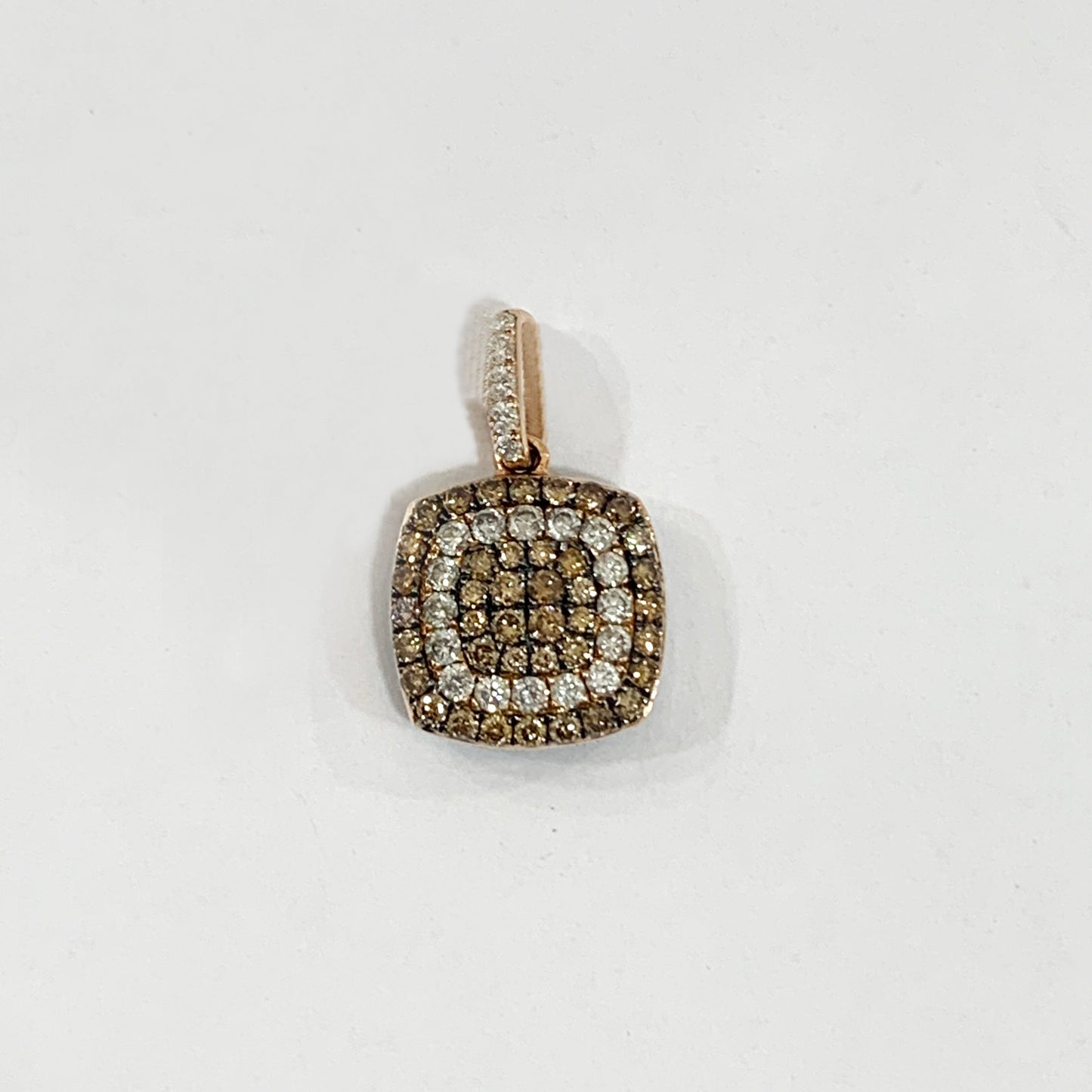 14k Rose Gold Brown & Blue Diamond Flip Pendant