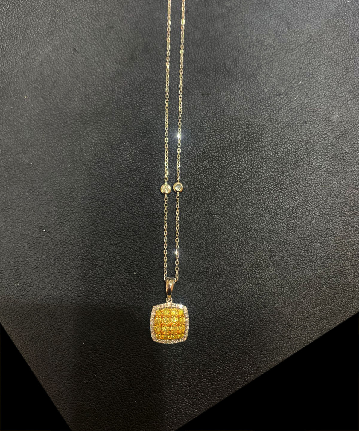 14k White Gold Yellow Diamond Pendant