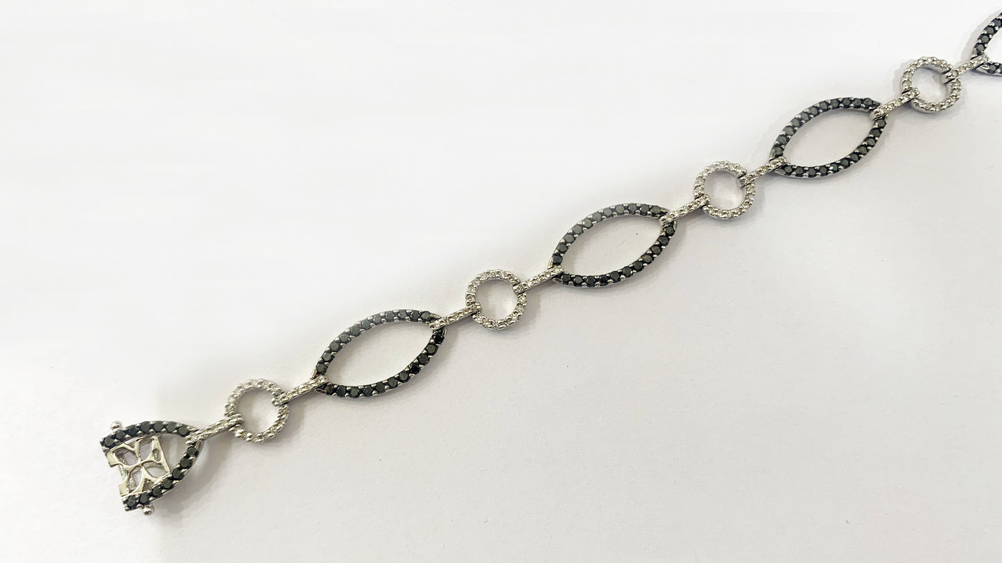 14k White Gold Black Diamond Bracelet