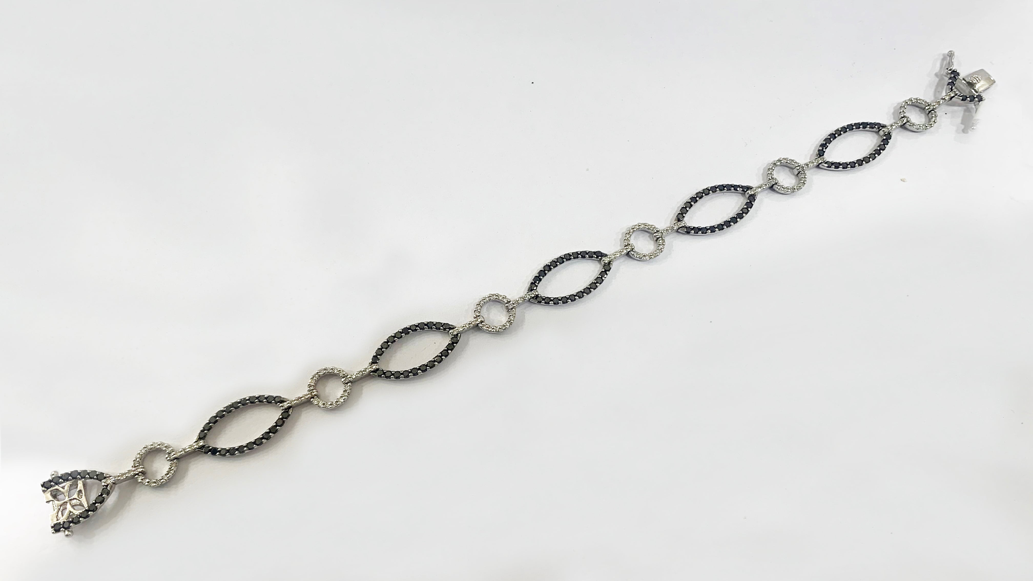 14k White Gold Black Diamond Bracelet - Main Image