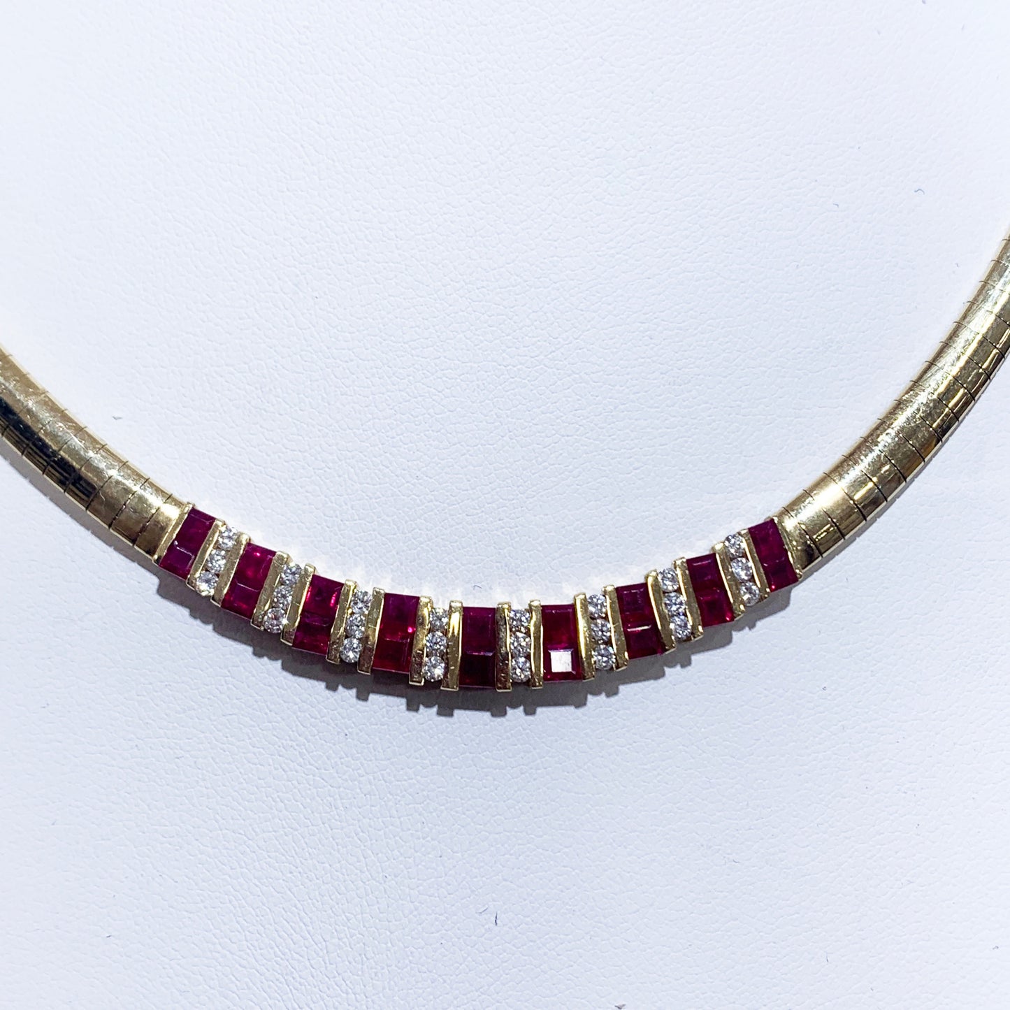 14k Yellow Gold Ruby Diamond Necklace