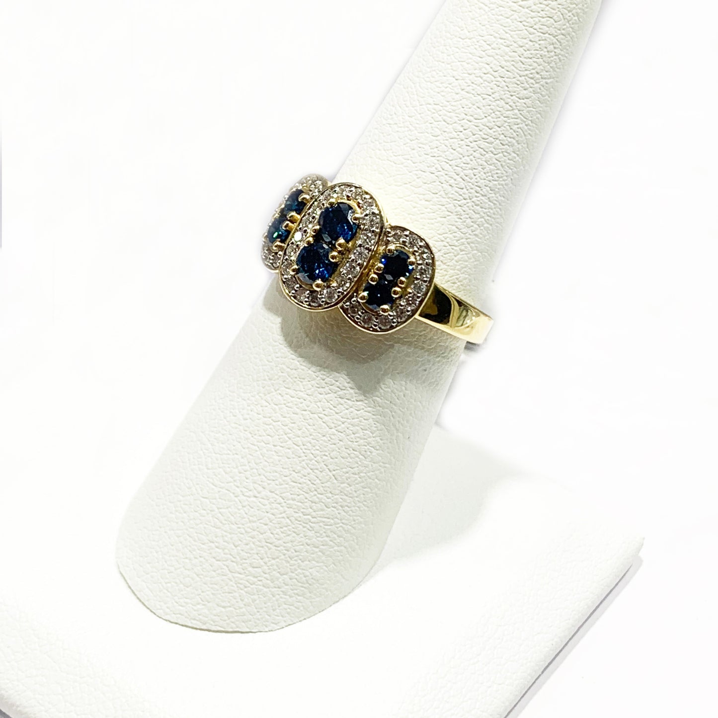 14k White Gold Blue Diamond Ring