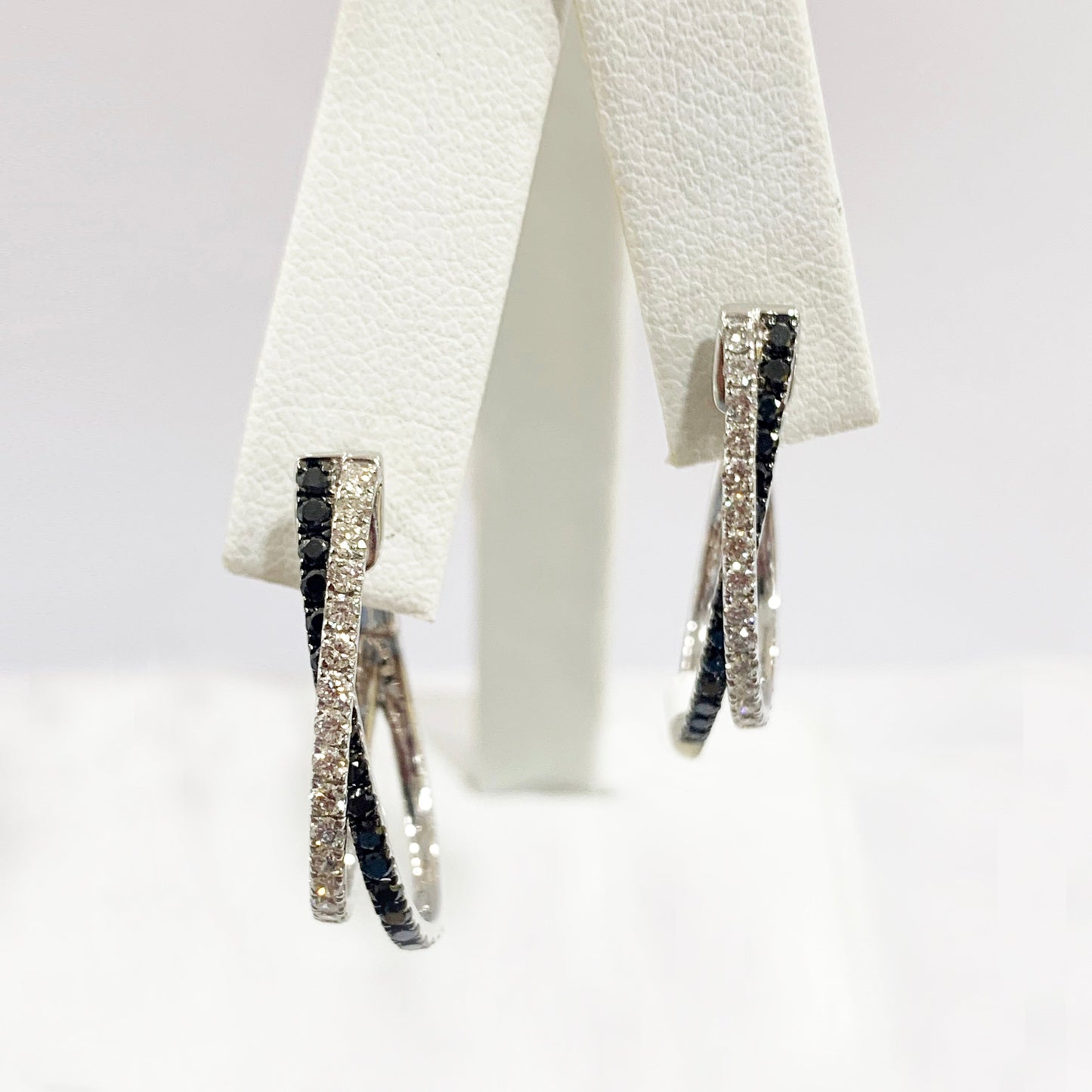 14k White Gold Black Diamond Earrings