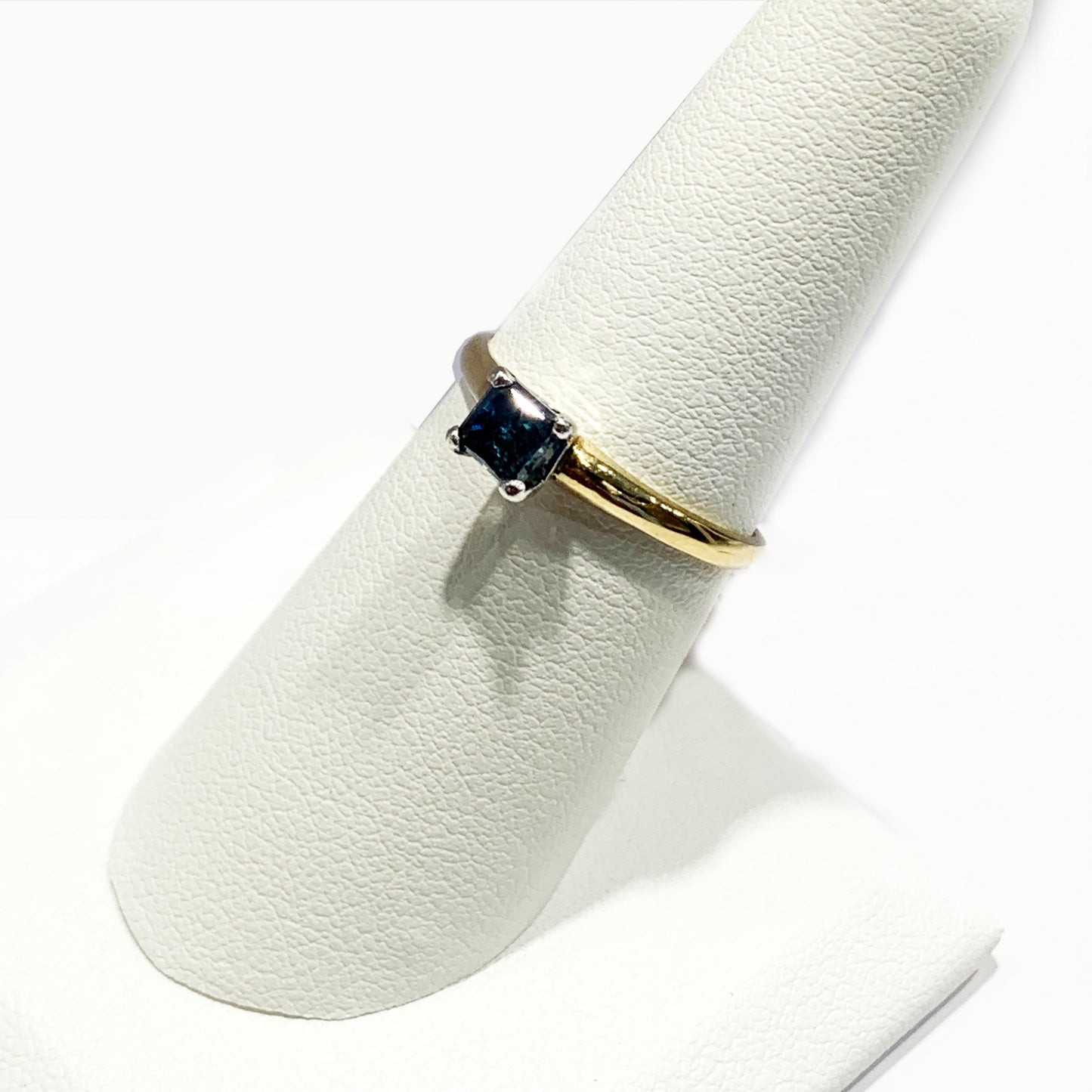14k Yellow Gold Blue Diamond Ring