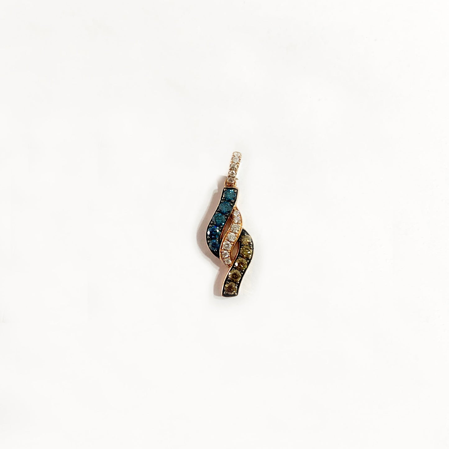 14k Rose Gold Brown & Blue Diamond Pendant