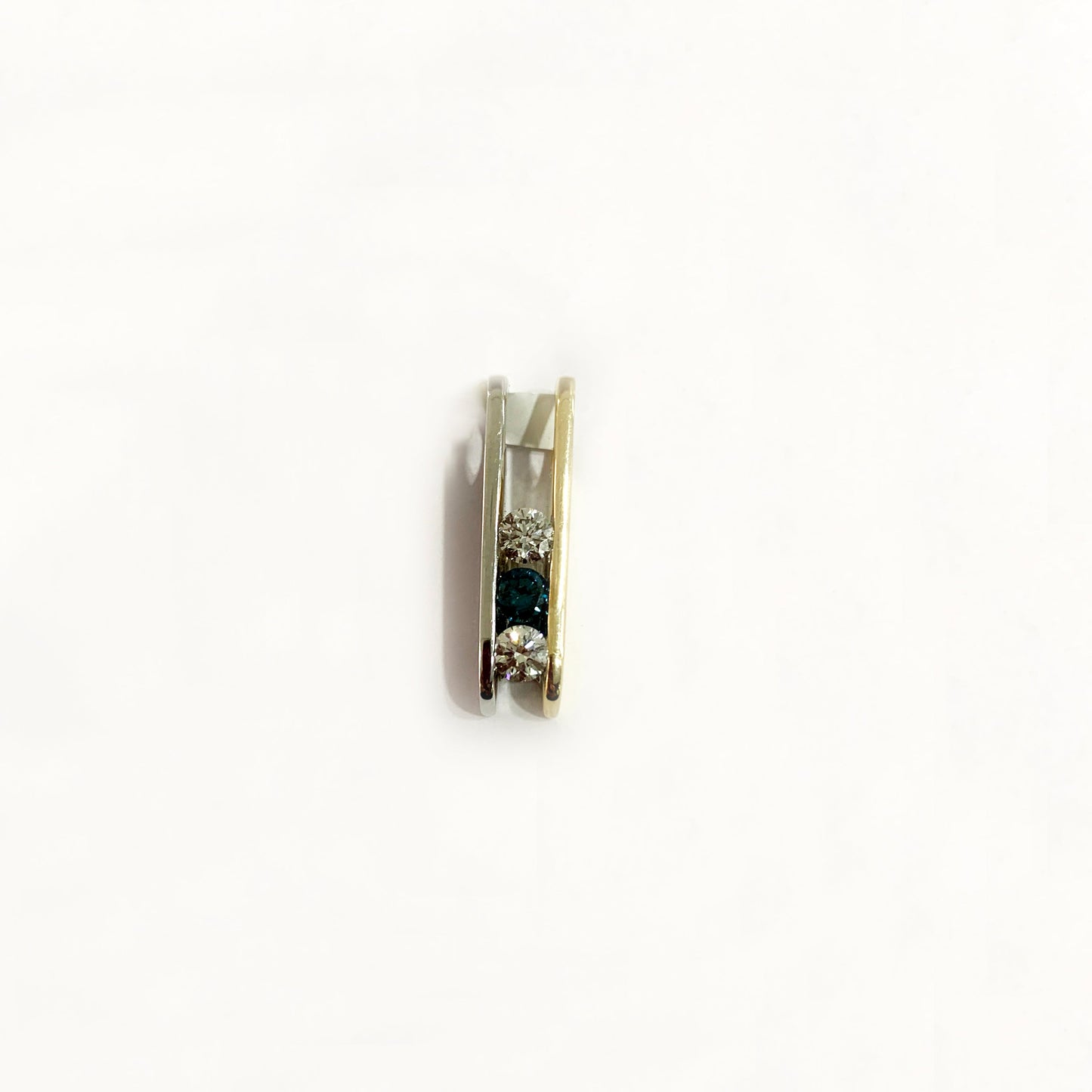 14k Two-Tone Gold Blue Diamond Pendant