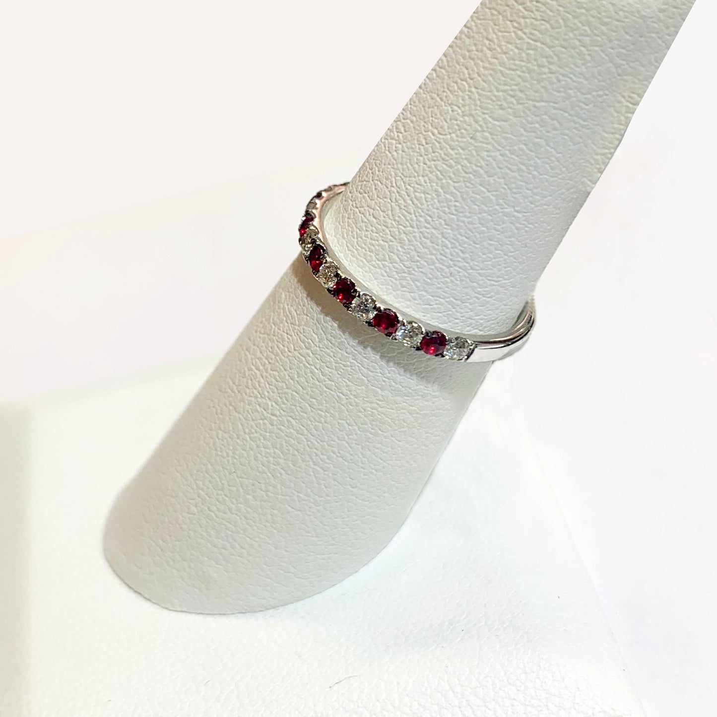 14k White Gold Ruby Diamond Ring