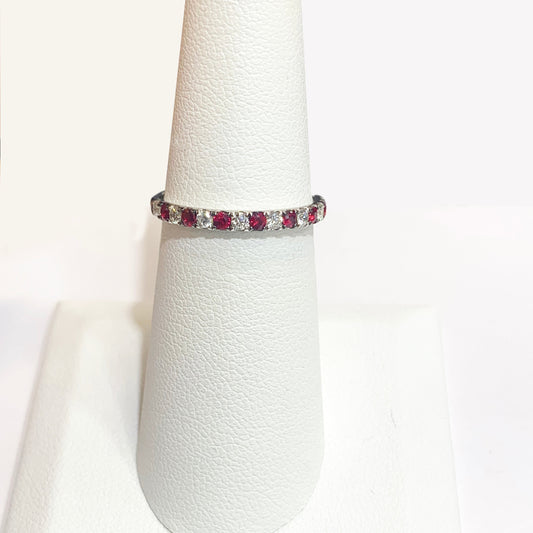 14k White Gold Ruby Diamond Ring