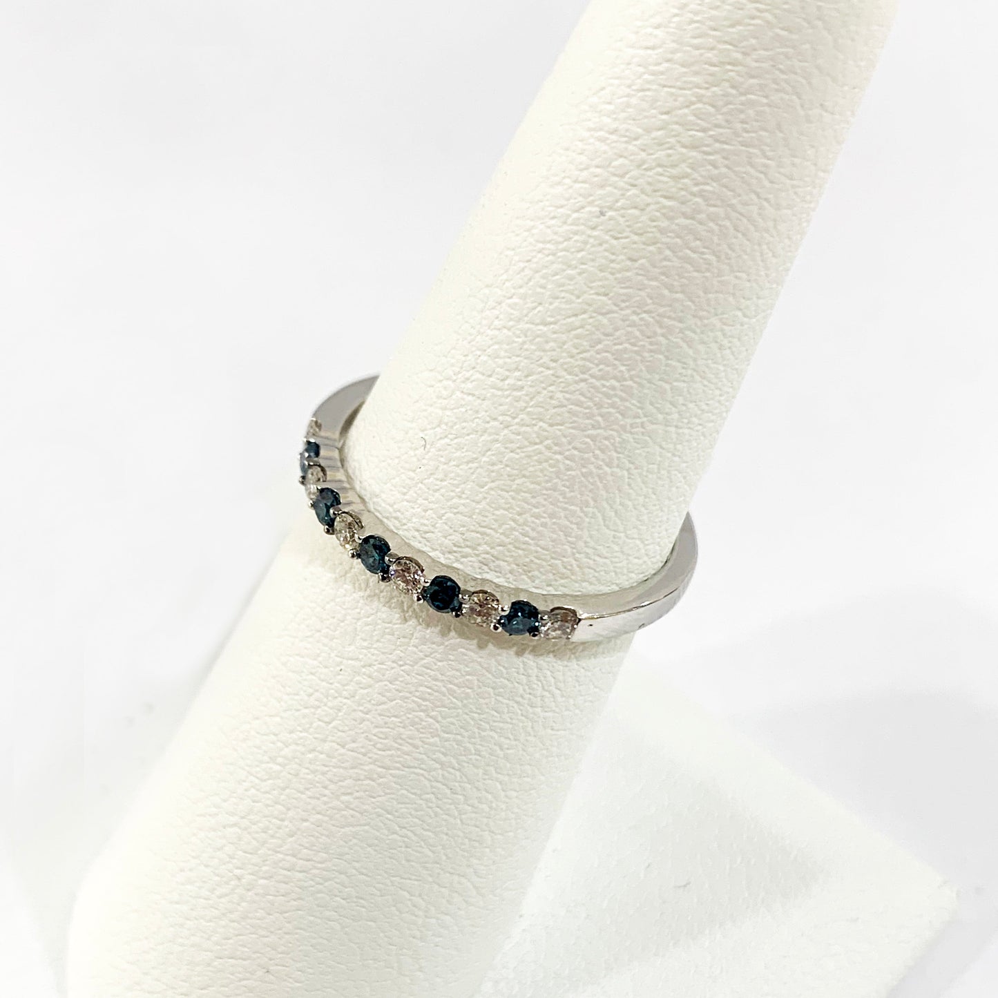 14k White Gold Blue Diamond Ring