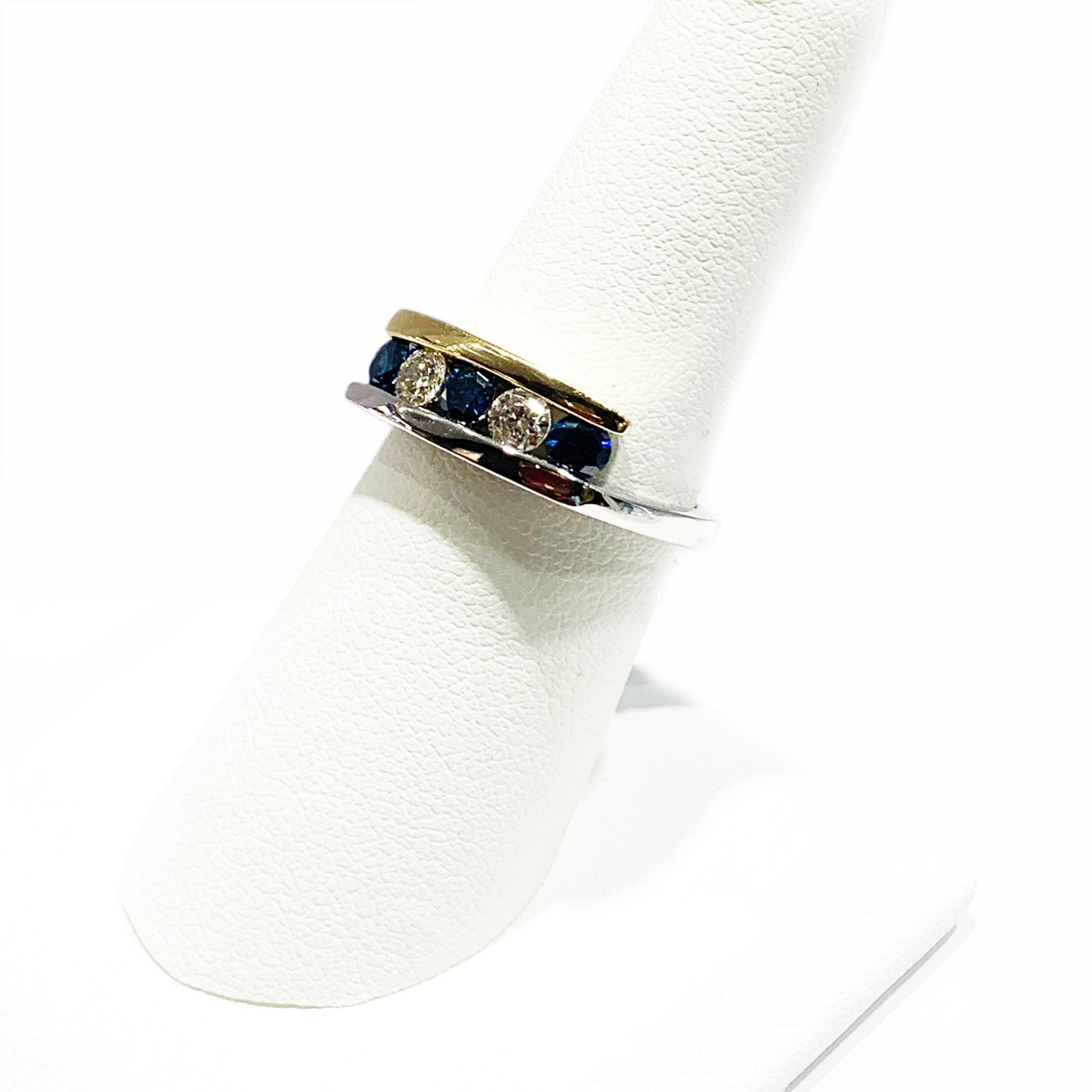 14k Two-Tone Gold Blue Diamond Ring