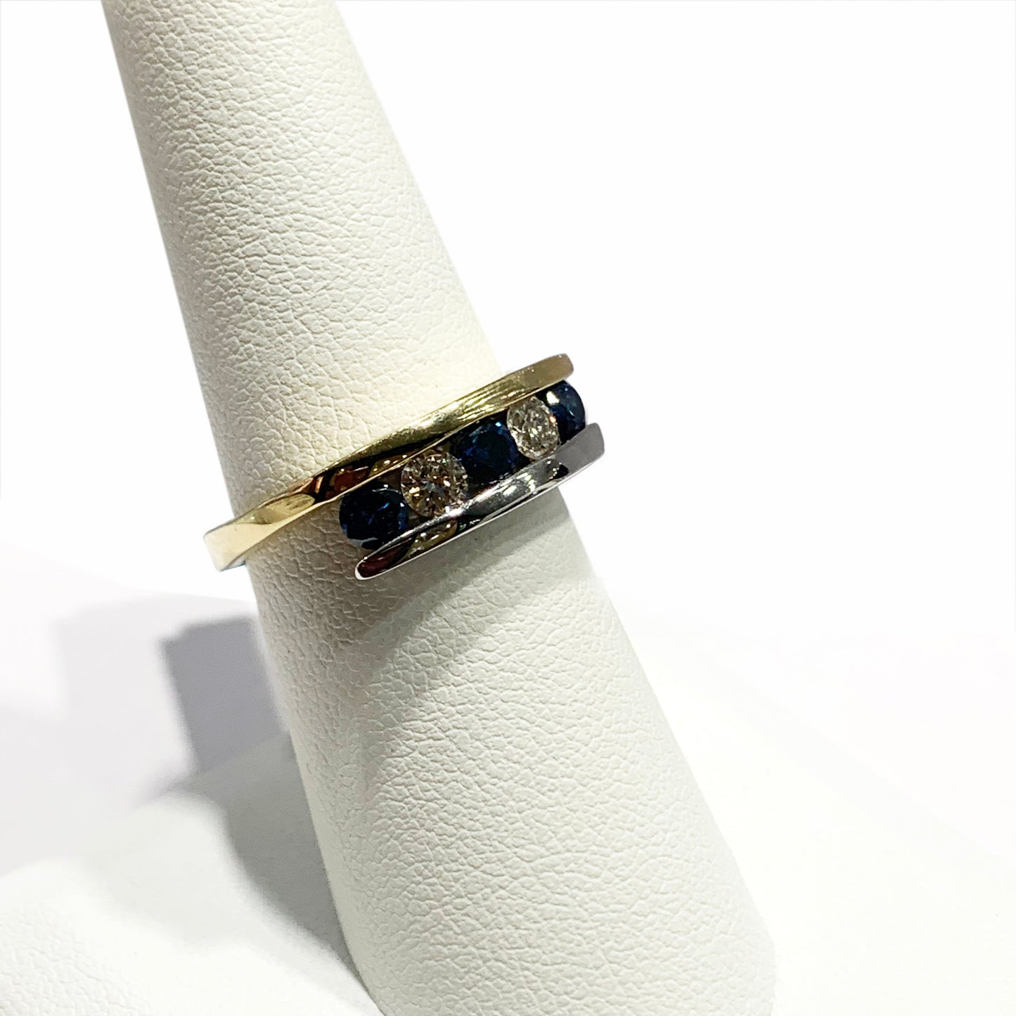 14k Two-Tone Gold Blue Diamond Ring