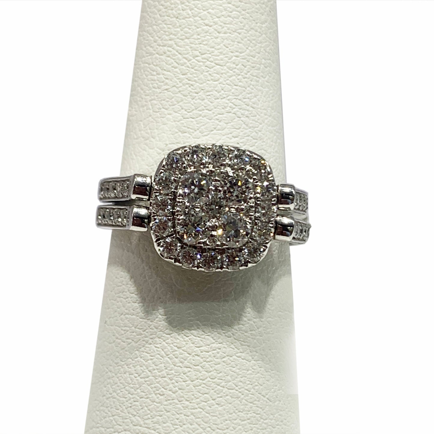 14k White Gold Blue/White Diamond Flip Ring (LAB)