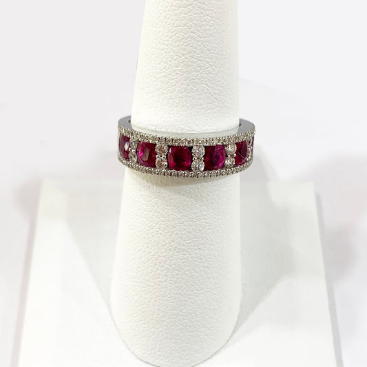 14k White Gold Ruby Diamond Ring