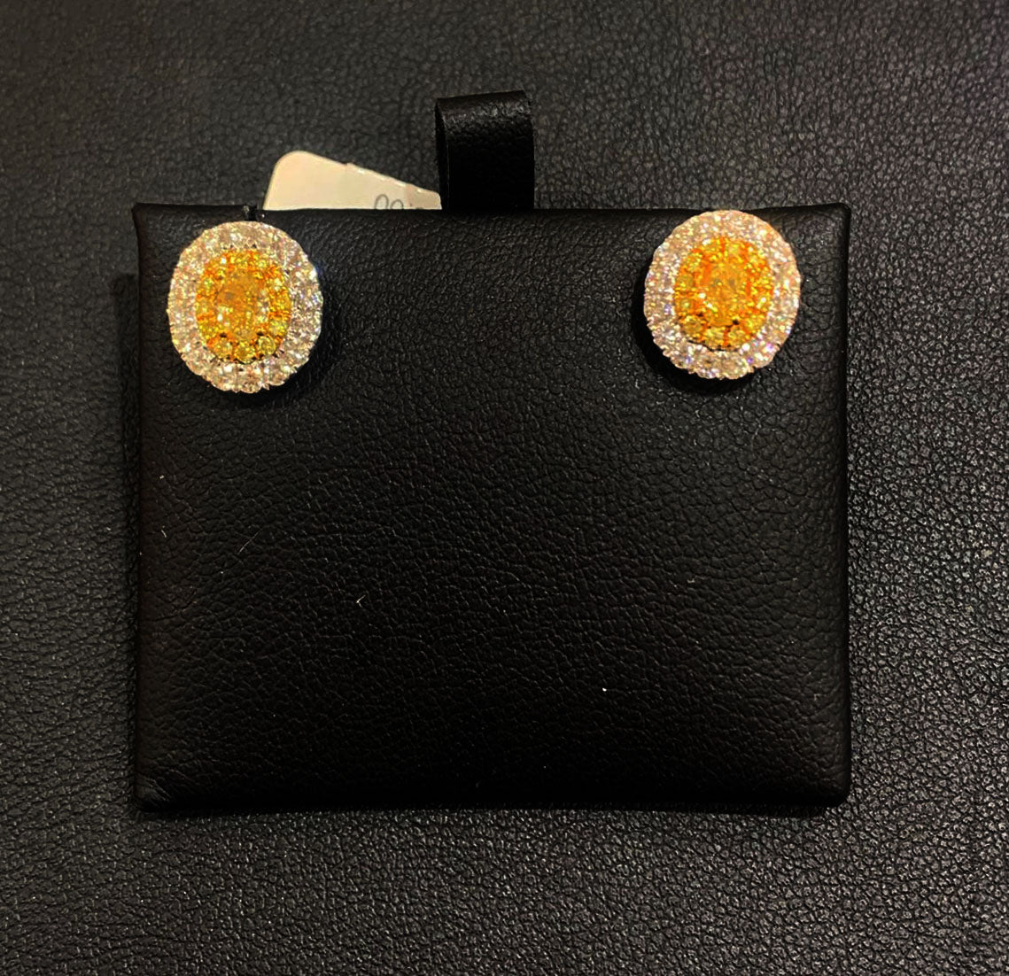 18k White Gold Yellow Diamond Earrings