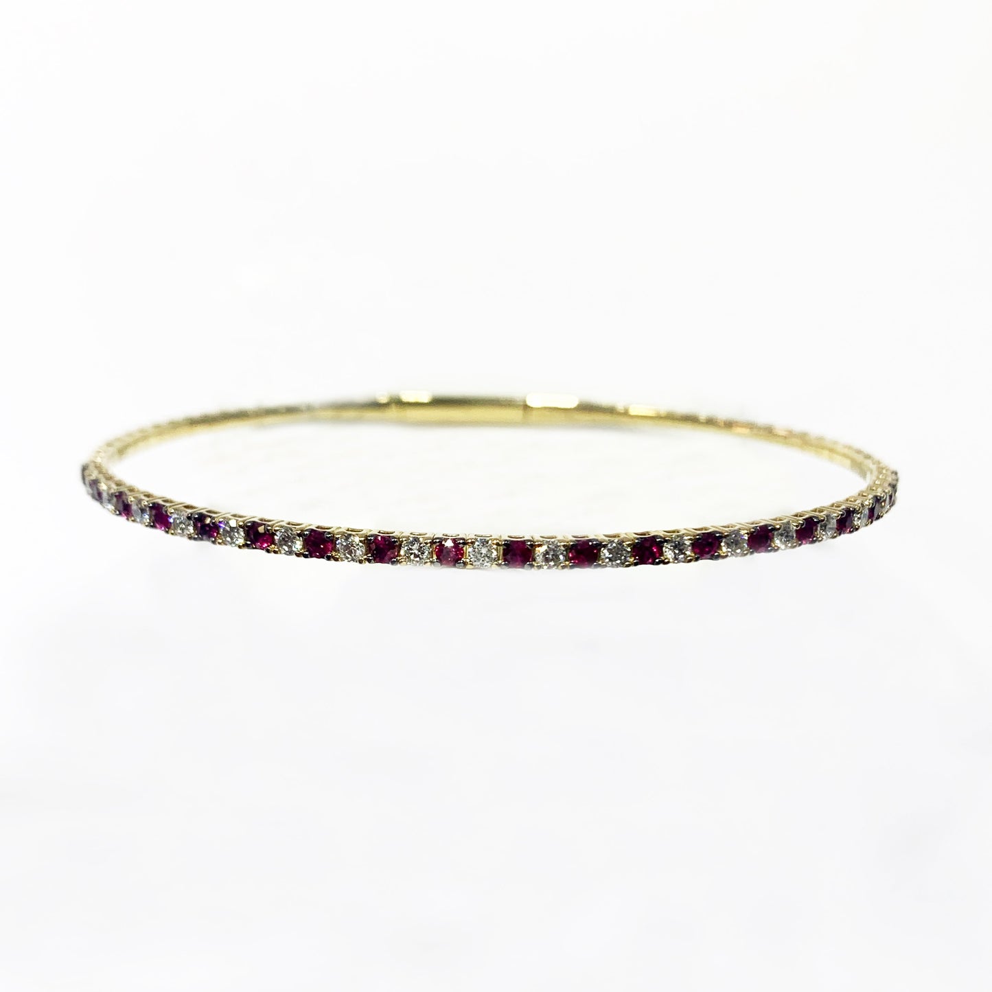 14k Yellow Gold Ruby Diamond Bangle