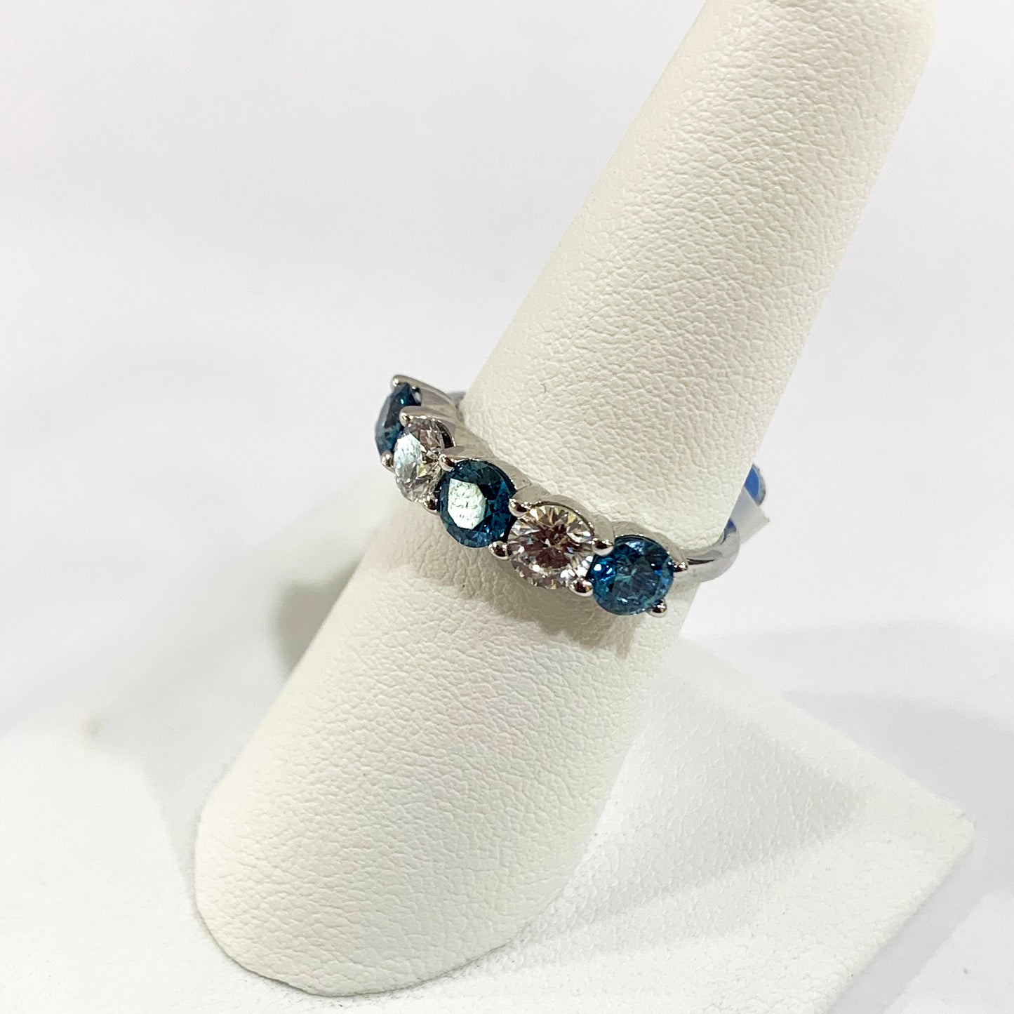 14k White Gold Blue Diamond Ring (LAB)