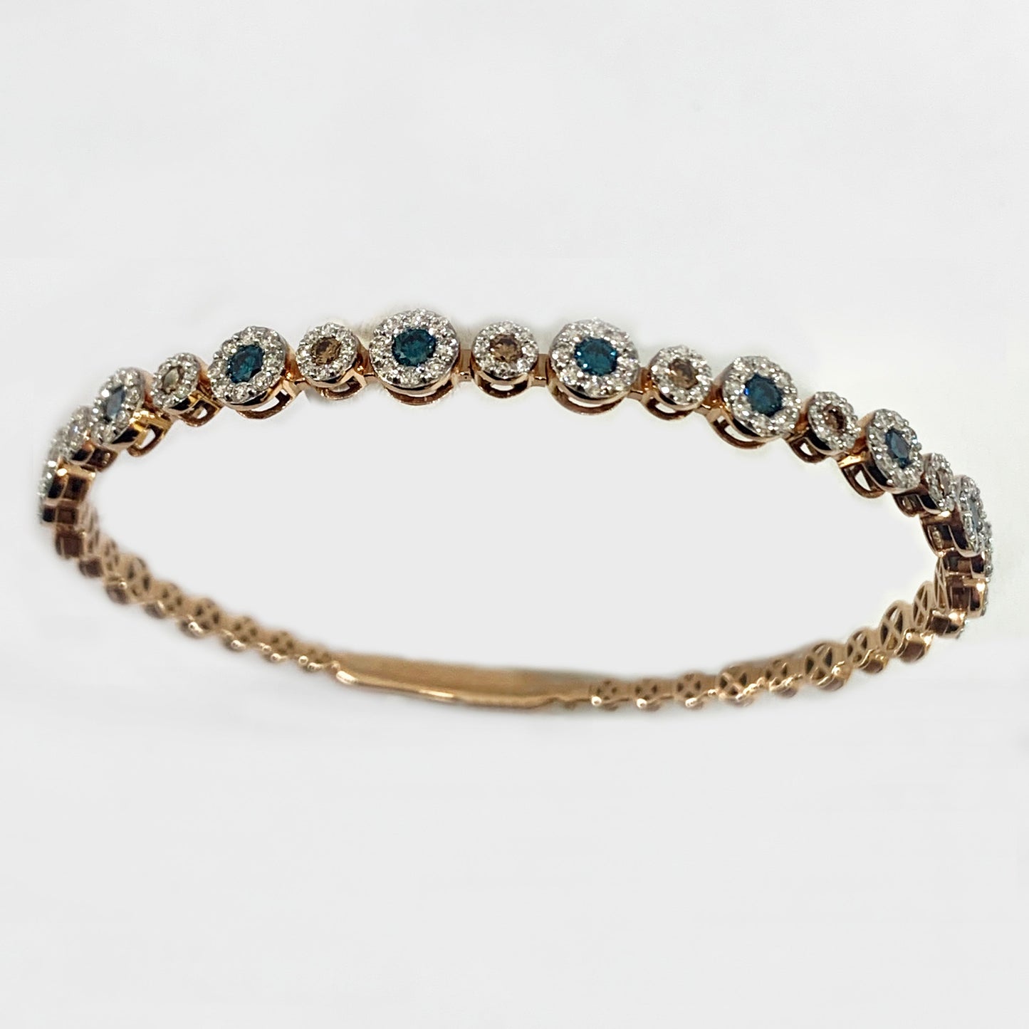 14k Rose Gold Blue/Brown Diamond Flex Bangle