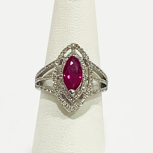 14k Gold Ruby Diamond Ring