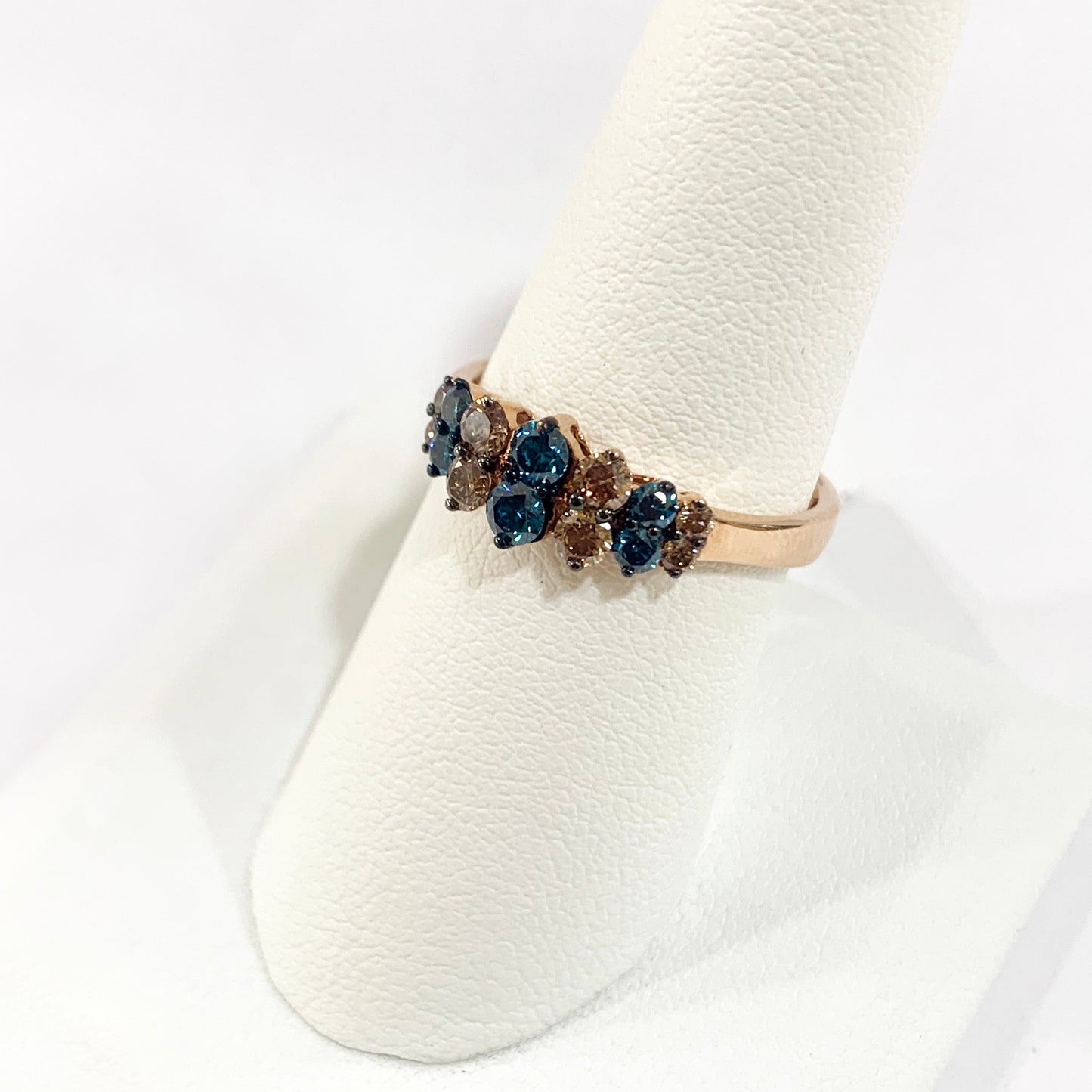 14k Rose Gold Blue Diamond Ring