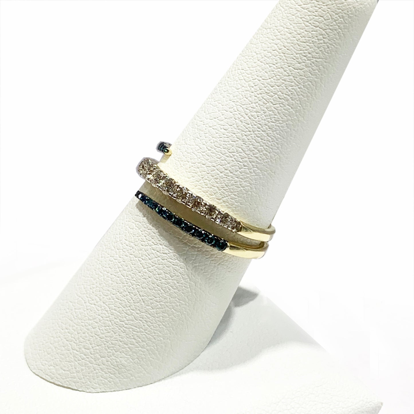 14k White Gold Brown/Blue Diamond Ring