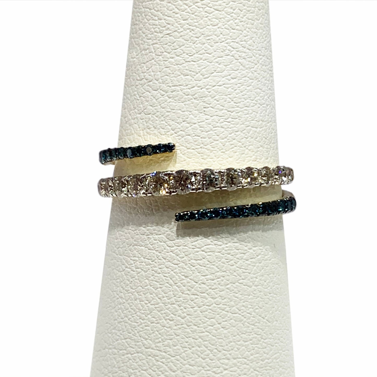 14k White Gold Brown/Blue Diamond Ring