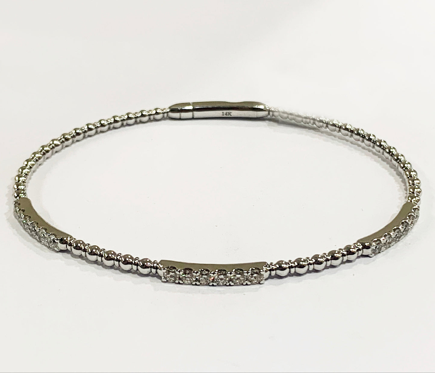 14k White Gold Diamond Flex Bangle