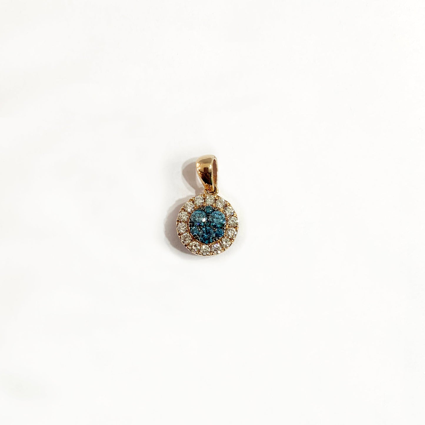 14k Rose Gold Brown & Blue Diamond Pendant (LAB)