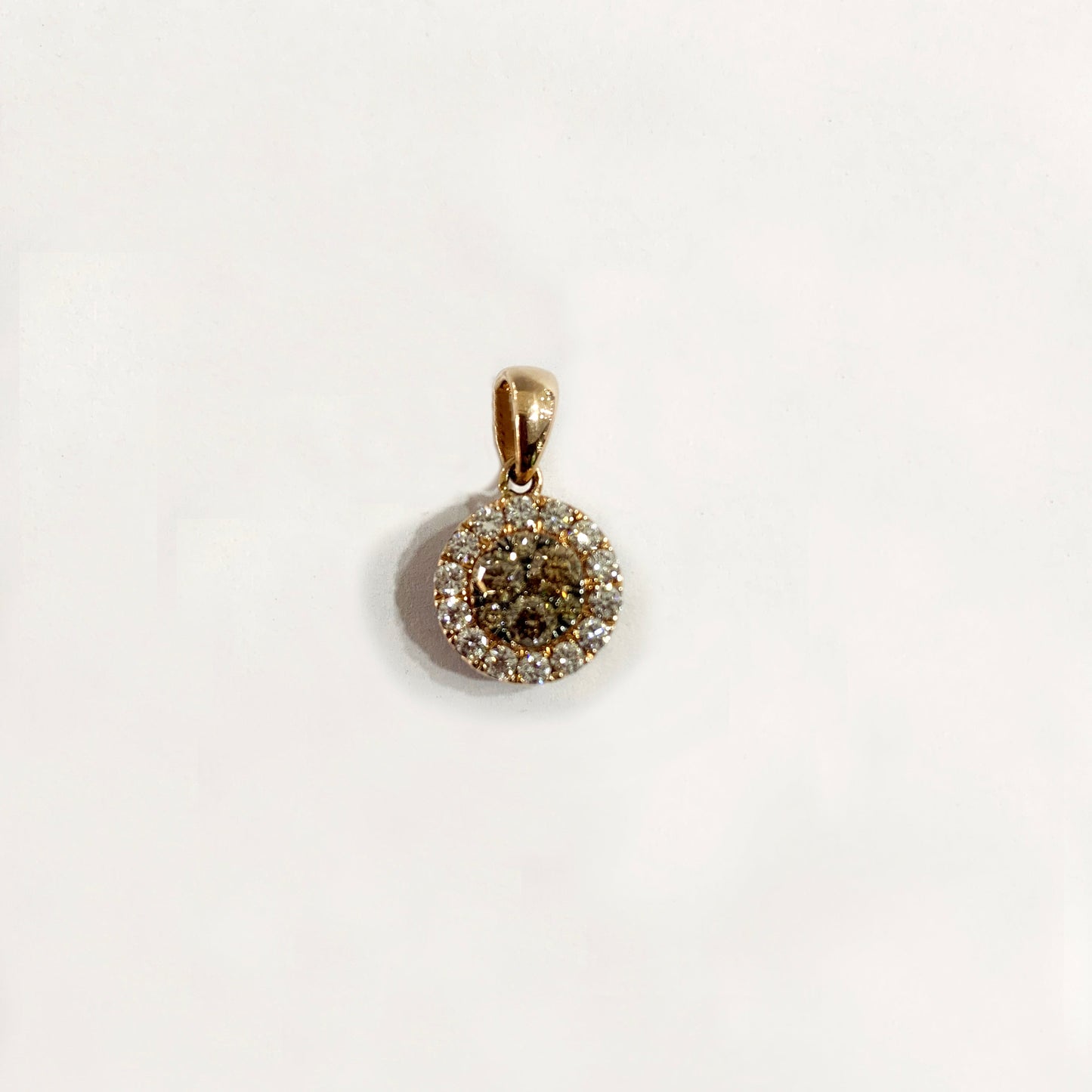 14k Rose Gold Brown & Blue Diamond Pendant (LAB)