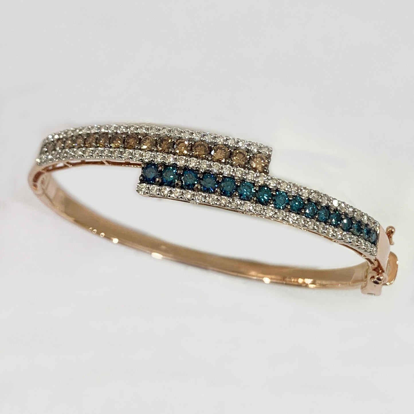 14k Rose Gold Blue/Brown Diamond Bangle