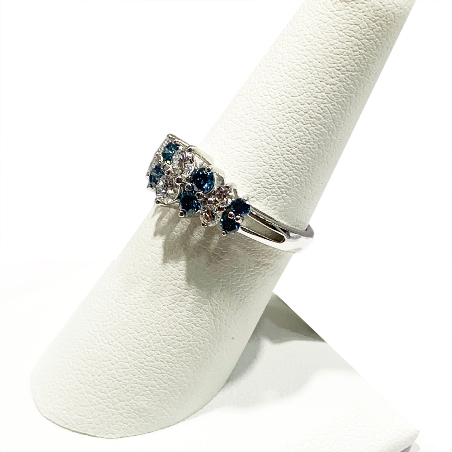 14k White Gold Blue Diamond Ring (LAB)