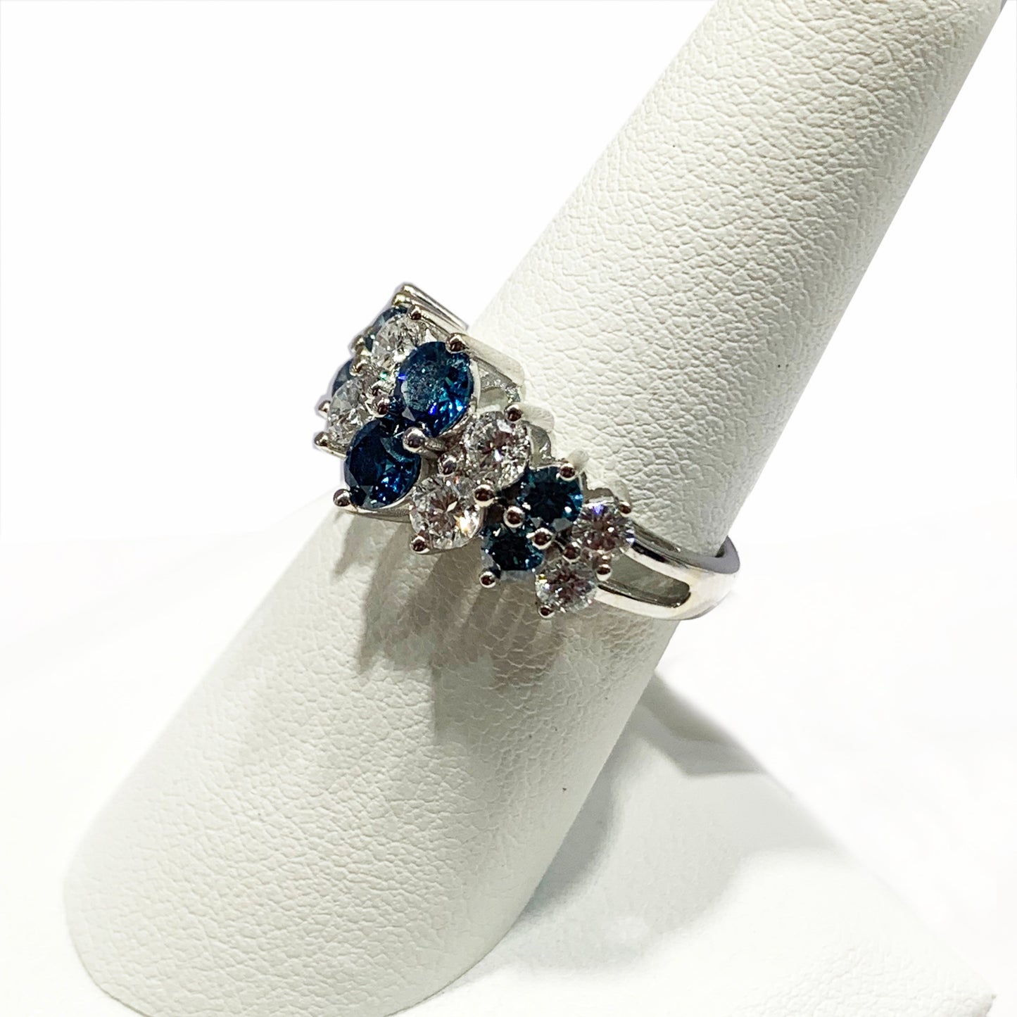 14k White Gold Blue Diamond Ring (LAB)