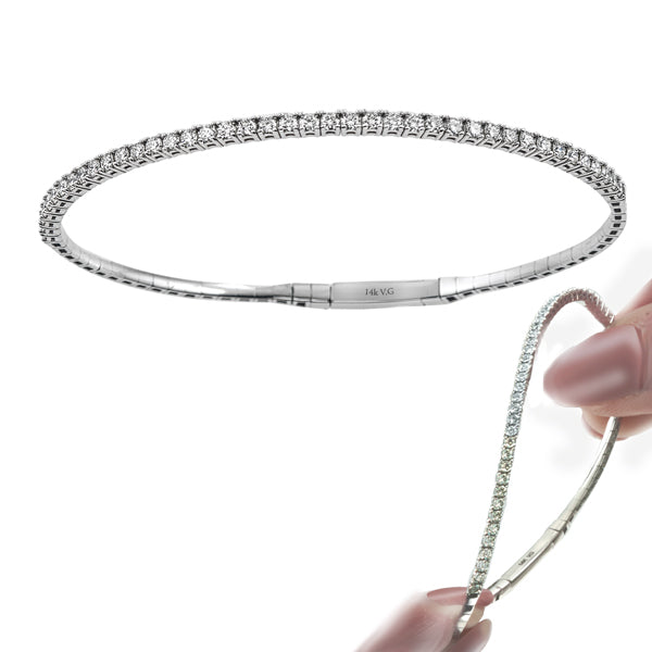 14K WHITE GOLD LAB GROWN DIAMOND FLEXIBLE BANGLE