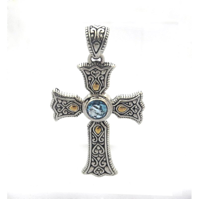 Ireland Cross Pendant- Blue Topaz