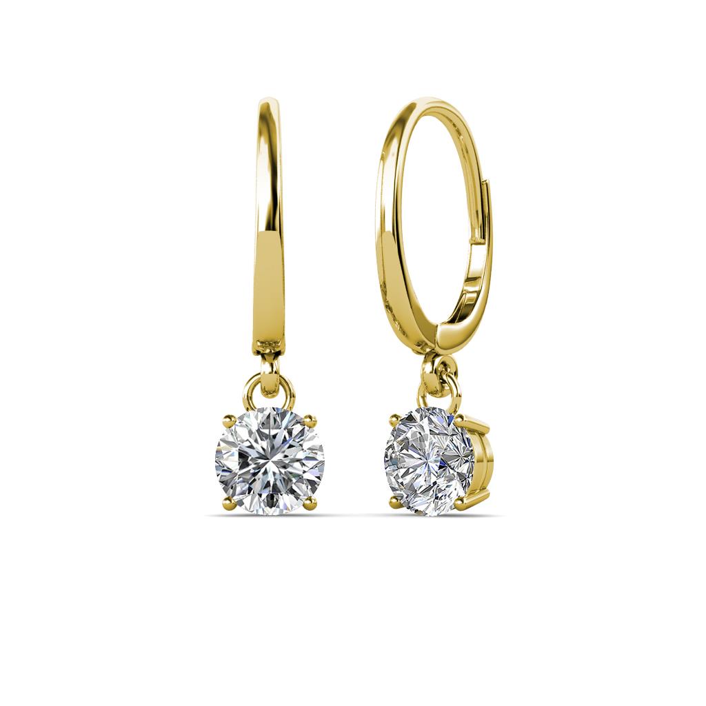 14K YELLOW GOLD LAB GROWN DIAMOND DANGLE EARRINGS