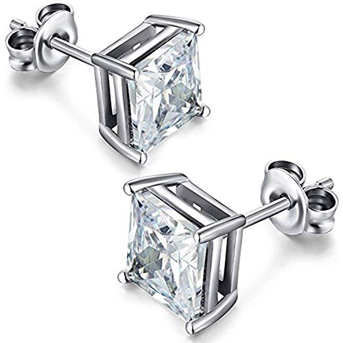 14K WHITE GOLD LAB GROWN DIAMOND PRINCESS STUD EARRINGS