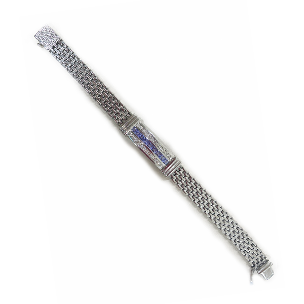 14k White Gold Mens Tanzanite Bracelet