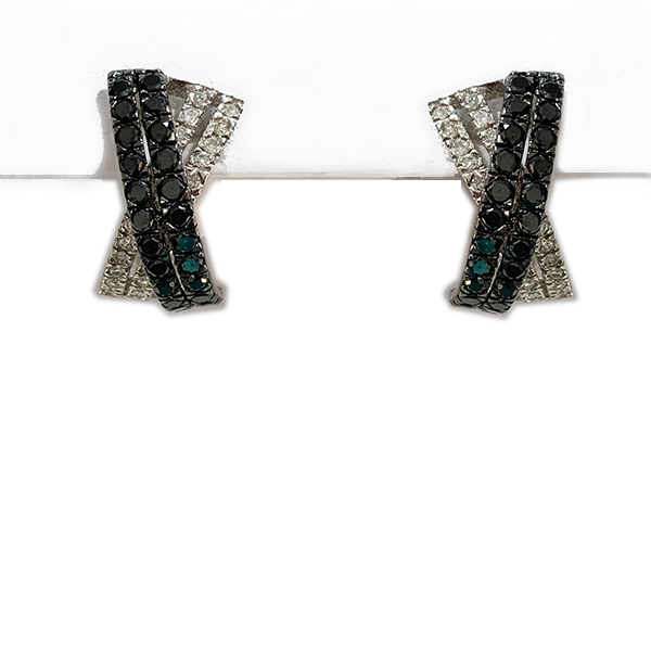 14k White Gold Black Diamond Earring