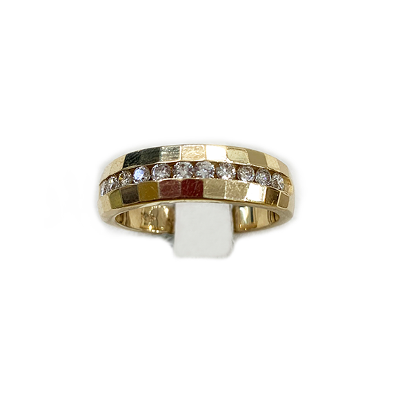 14k Yellow Gold Mens Diamond Band