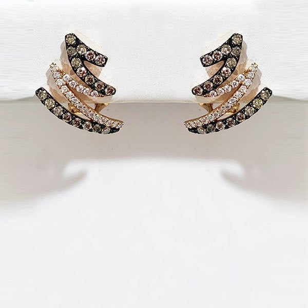 14k Rose Gold Brown Diamond Earring