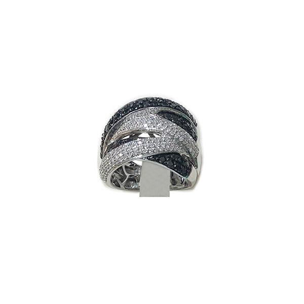 14k White Gold Black Diamond Ring