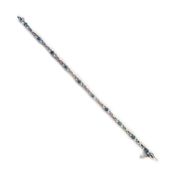 14k White Gold Blue Diamond Bracelet